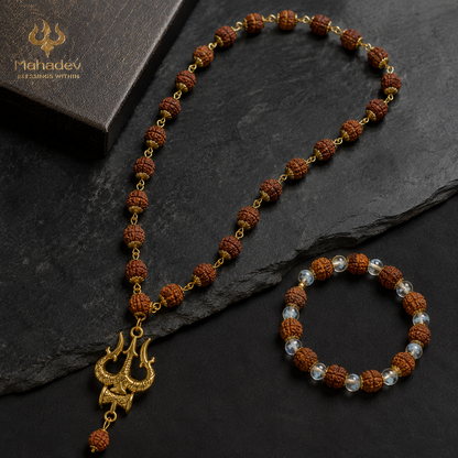 Original Rudraksha Mala & Braslet with Shiva Trishul Pendant - Rs.1199 Mero Deal